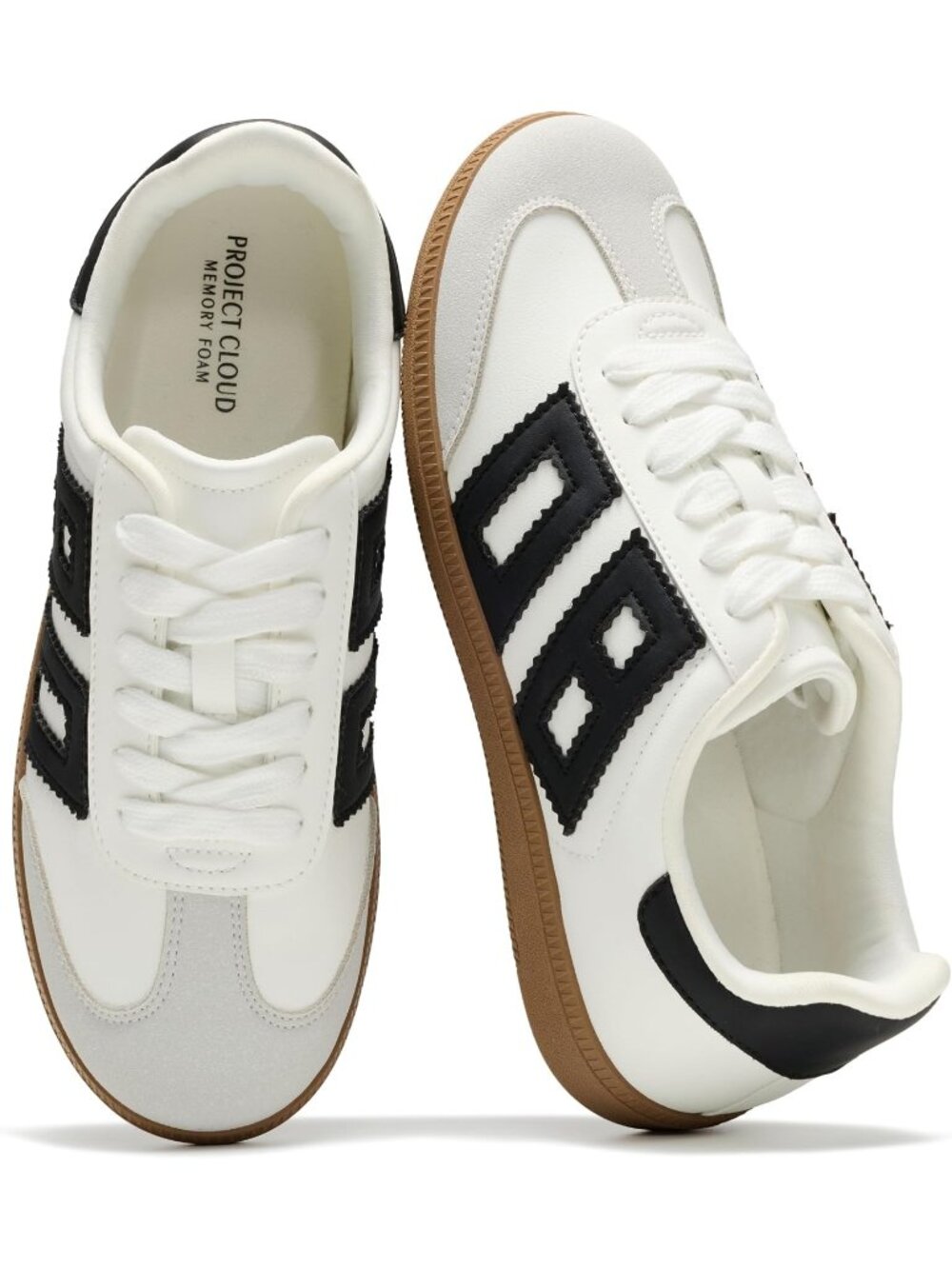 🆕Women White Black Sneakers Comfortable Fashion Lace Up Trendy Sneakers Casual